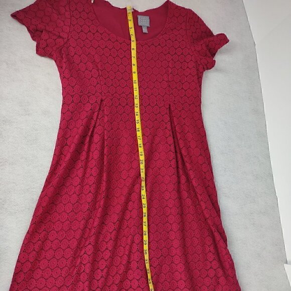 Rabbit Rabbit Rabbit Fuchsia (Off Red) Lace Dress Midi Length 3/4 Sleeve Size 16 - Picture 8 of 11